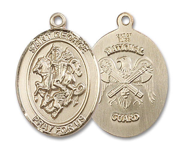 St George National Guard Medal - 14kt Gold Oval Pendant 3 Sizes