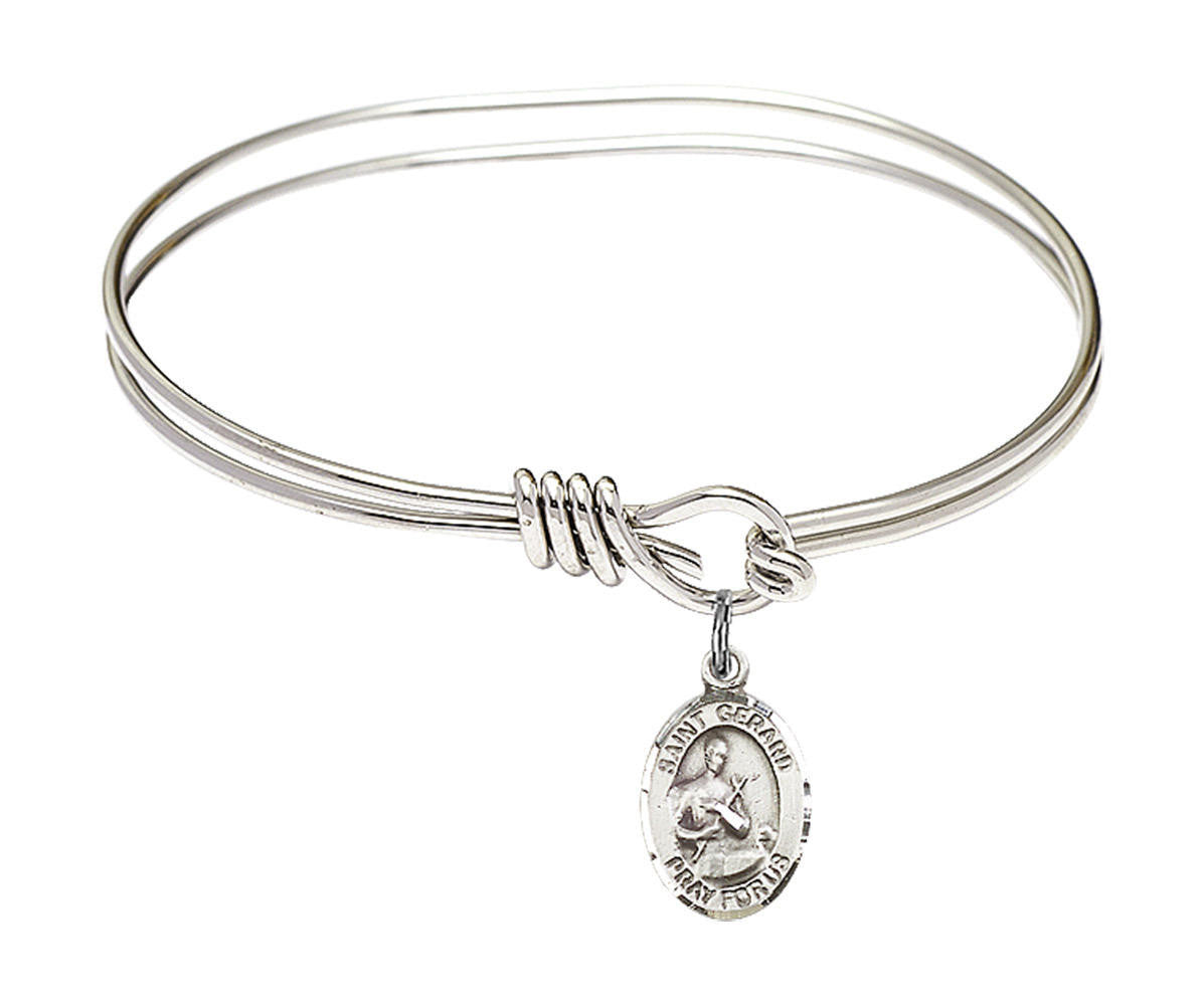 St Gerard Majella Eye Hook Bangle Bracelet - Sterling Silver Charm 9042SS