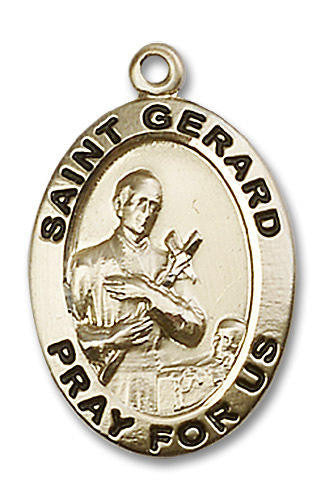 St Gerard Medal - 14kt Gold Oval Pendant 2 Sizes