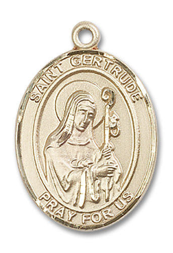 St Gertrude Medal - 14kt Gold Oval Pendant 3 Sizes