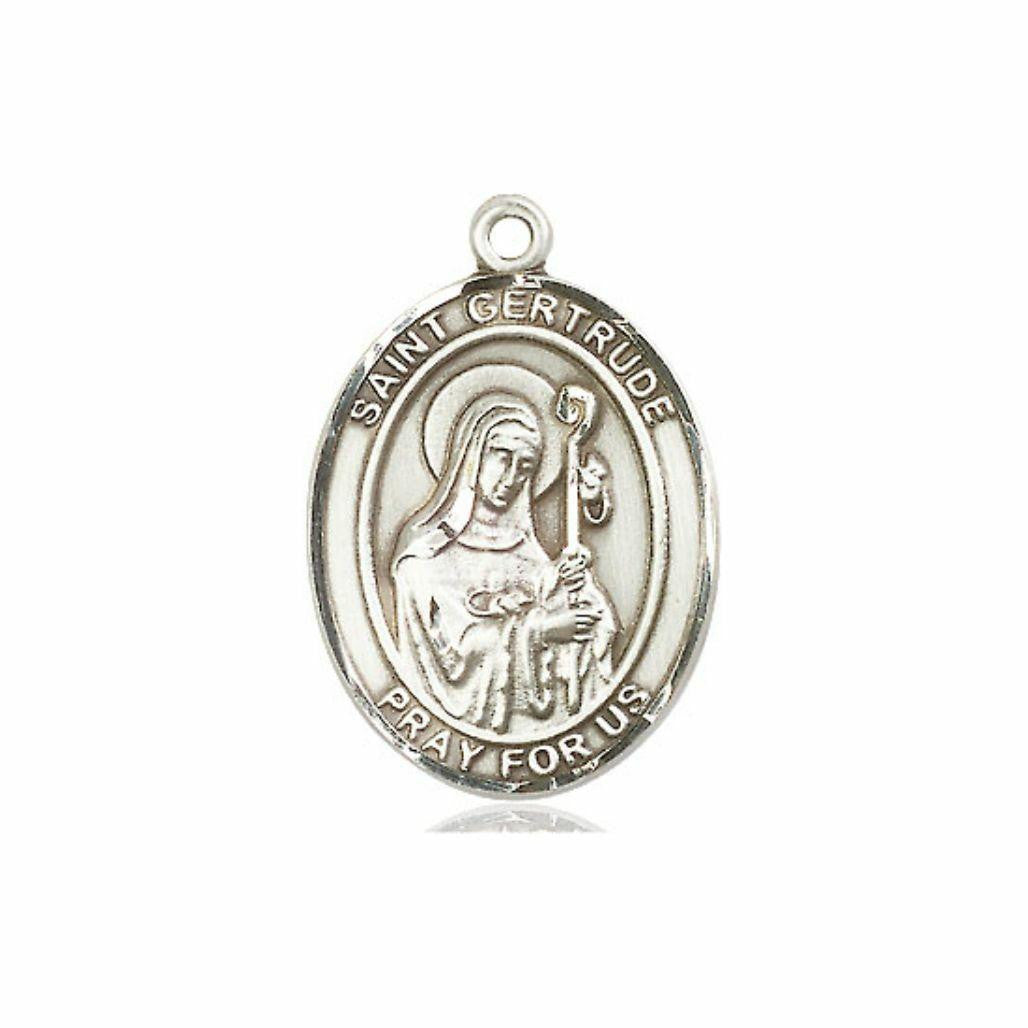 St Gertrude Medal - Sterling Silver Oval Pendant 3 Sizes