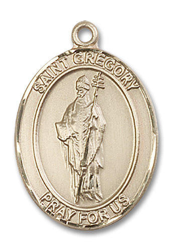 St Gregory Medal - 14kt Gold Oval Pendant 3 Sizes