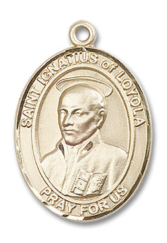 St Ignatius of Loyola Medal - 14kt Gold Oval Pendant 3 Sizes