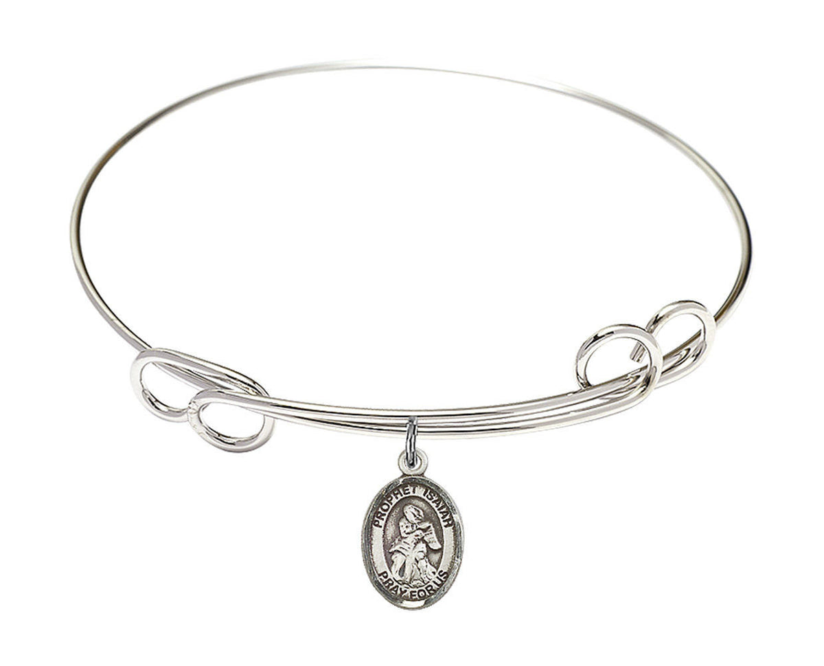 St Isaiah Double Loop Bangle Bracelet - Sterling Silver Charm 9258SS