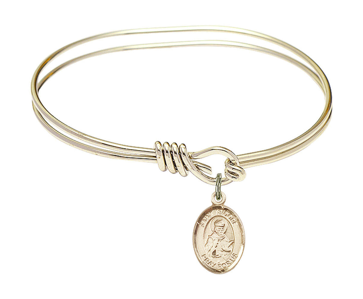 St Isidore of Seville Eye Hook Bangle Bracelet - Gold-Filled Charm 9049GF