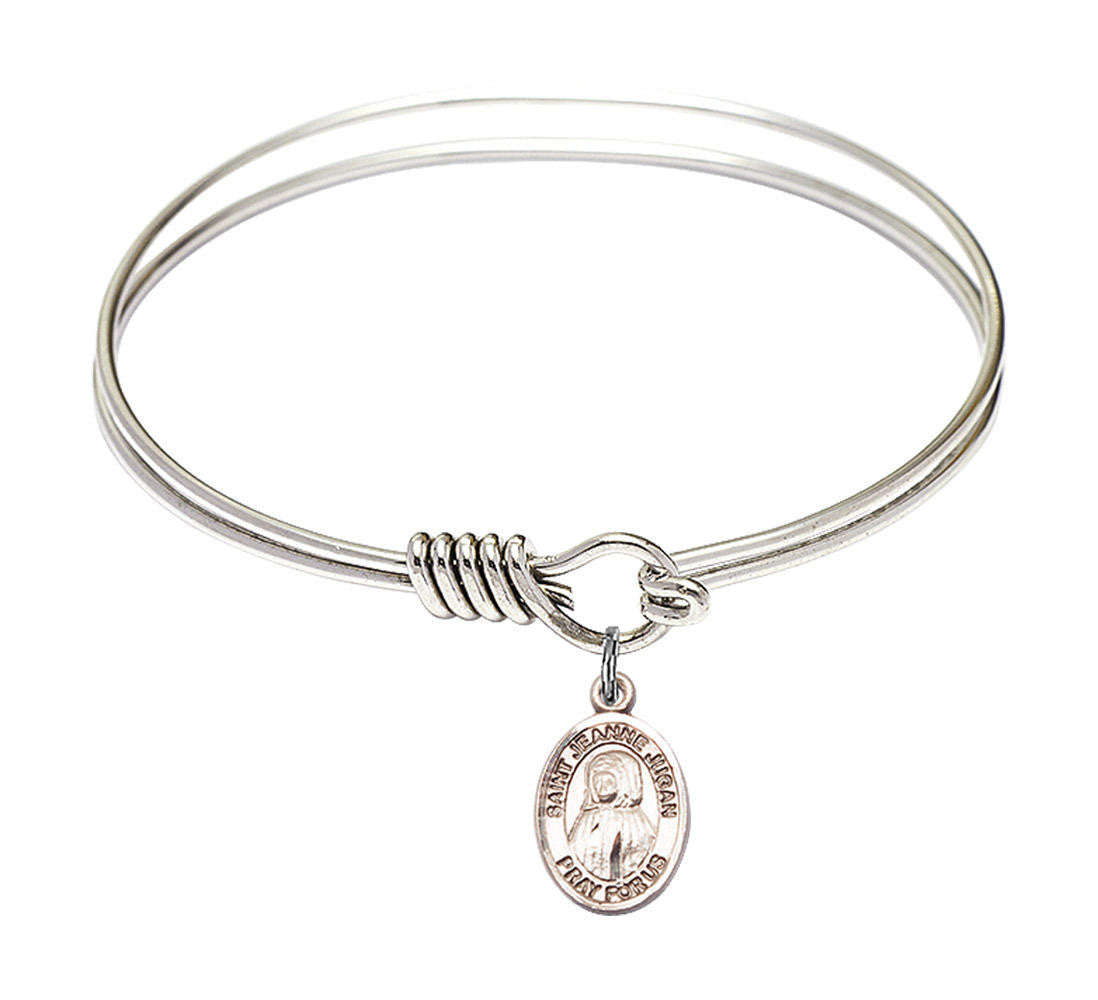 St Jeanne Jugan Round Eye Hook Bangle Bracelet - Sterling Silver Charm - 6.25 Inch 9409SS