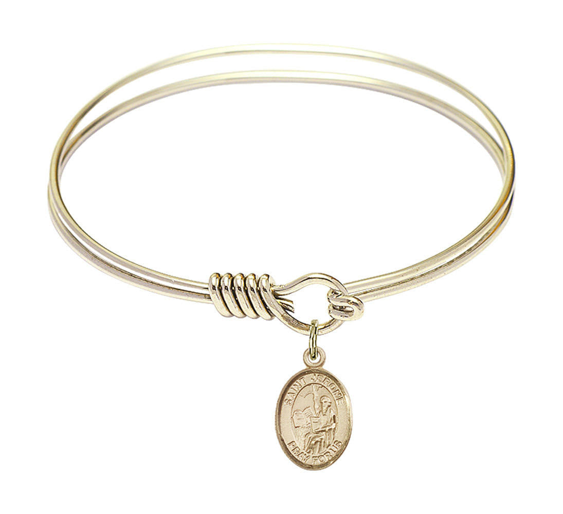 St Jerome Round Eye Hook Bangle Bracelet - Gold-Filled Charm - 6.25 Inch 9135GF