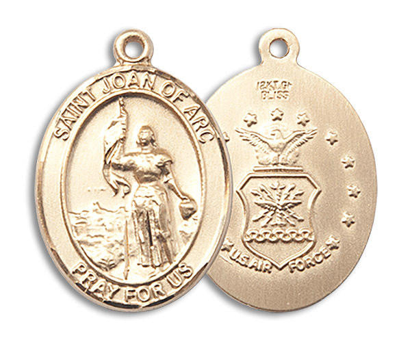 St Joan of Arc Air Force Medal - 14kt Gold Oval Pendant 3 Sizes