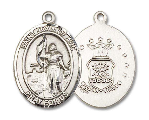 St Joan of Arc Air Force Medal - Sterling Silver Oval Pendant 3 Sizes