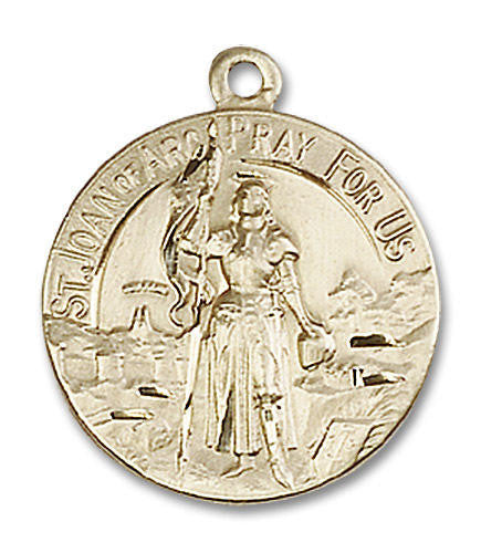 St Joan of Arc Medal - 14kt Gold 7/8 x 3/4 Round Pendant 0193