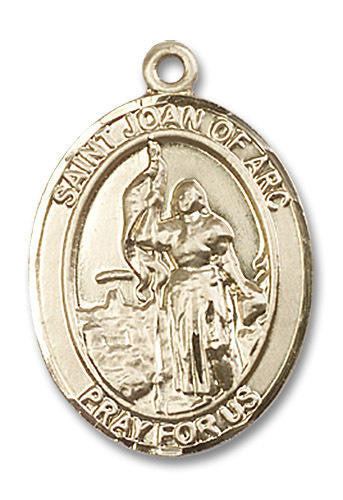 St Joan of Arc Medal - 14kt Gold Oval Pendant 3 Sizes