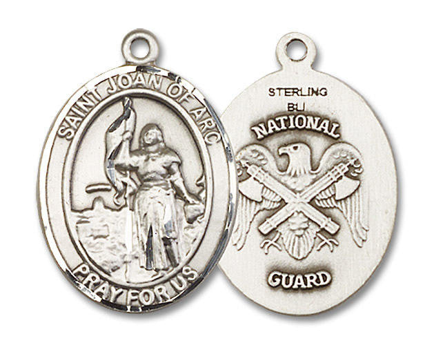 St Joan of Arc National Guard Medal - Sterling Silver Oval Pendant 3 Sizes