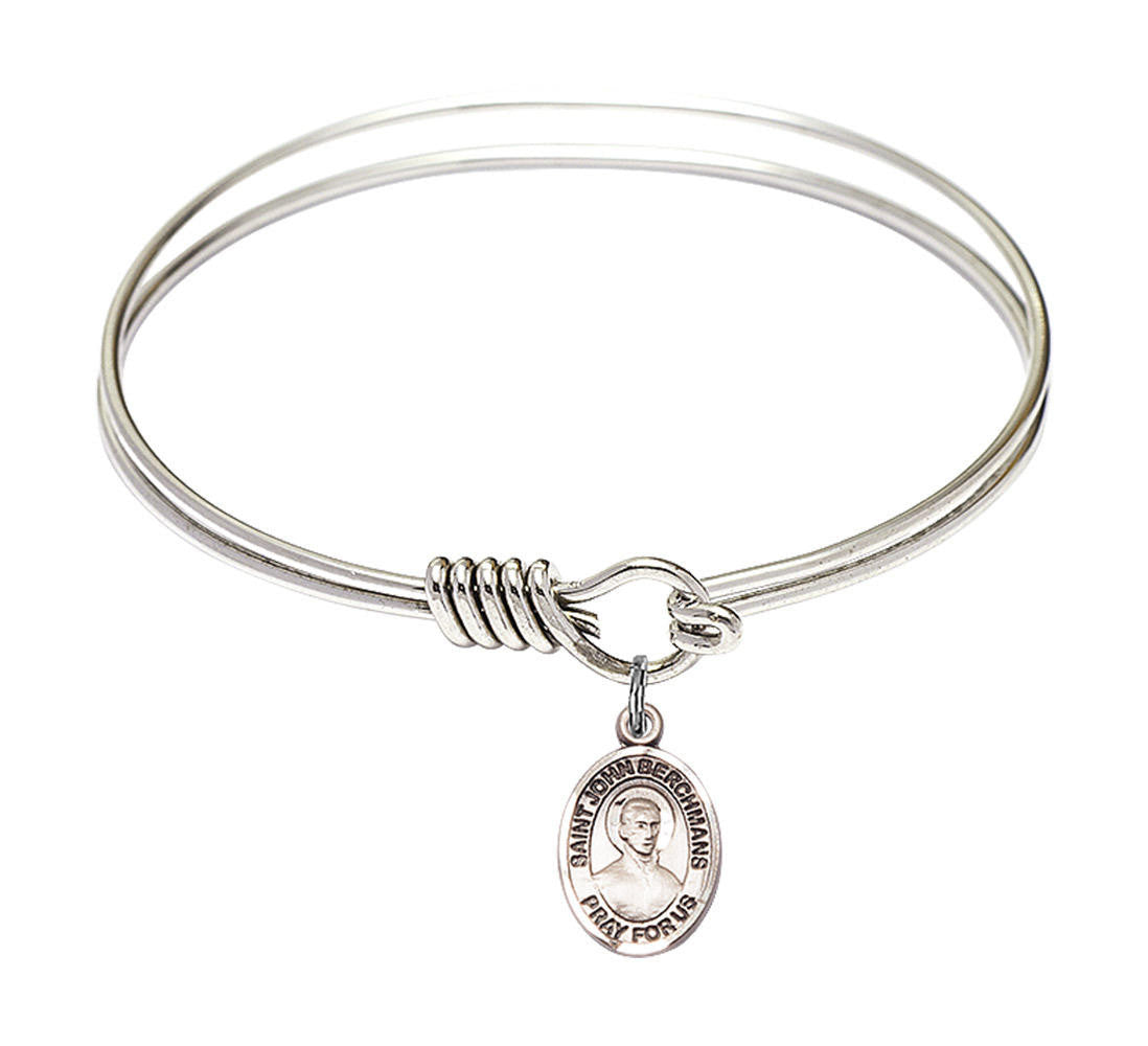 St John Berchmans Round Eye Hook Bangle Bracelet - Sterling Silver Charm - 6.25 Inch 9370SS