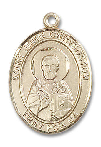 St John Chrysostom Medal - 14kt Gold Oval Pendant 3 Sizes