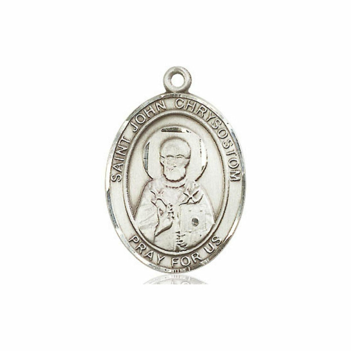 St John Chrysostom Medal - Sterling Silver Oval Pendant 3 Sizes