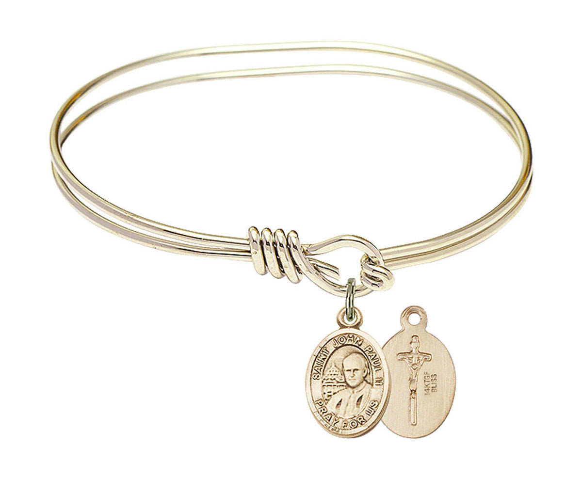St John Paul II Eye Hook Bangle Bracelet - Gold-Filled Charm 9234GF