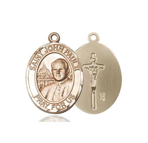 St John Paul II Medal - 14kt Gold Oval Pendant 3 Sizes