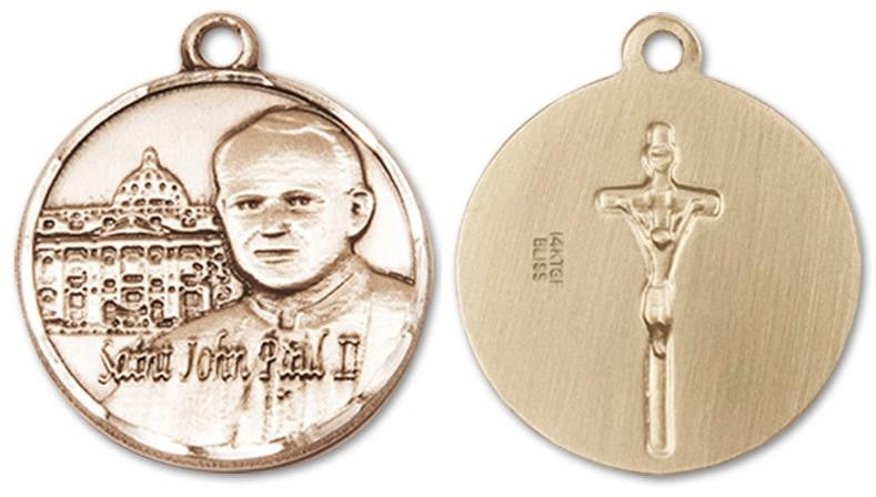 St John Paul II Vatican Medal - 14kt Gold 3/4 x 3/4 Pendant 1003