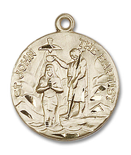 St John The Baptist Medal - 14kt Gold 3/4 x 5/8 Round Pendant 4229