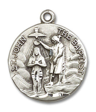 St. John The Baptist Medal - Sterling Silver 3/4" x 5/8" Round Pendant (4229SS)
