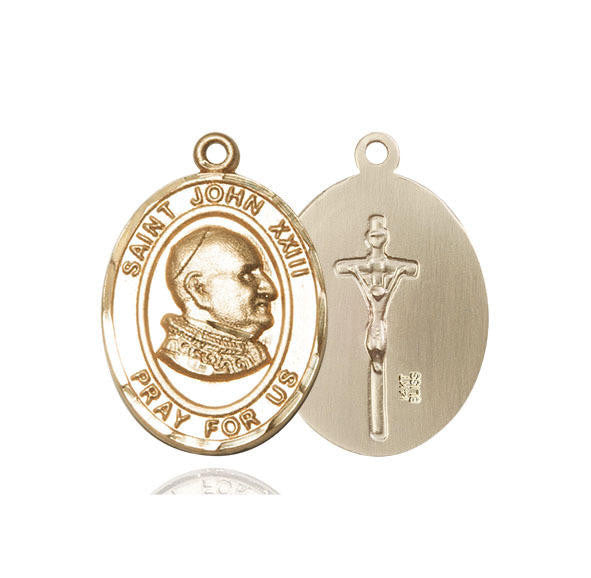St John XXIII Medal 3 Sizes - 14kt Gold Oval Pendant 3 Sizes