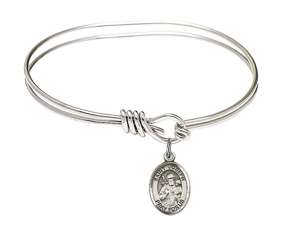 St Joseph Eye Hook Bangle Bracelet - Sterling Silver Charm 9058SS