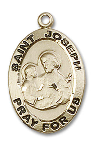 St Joseph Medal - 14kt Gold 3/4 x 1/2 Oval Pendant 3984