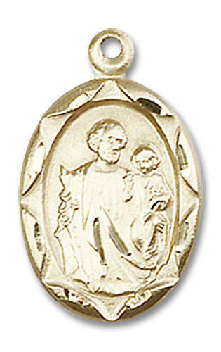 St Joseph Medal - 14kt Gold 3/4 x 3/8 Oval Pendant 0612K
