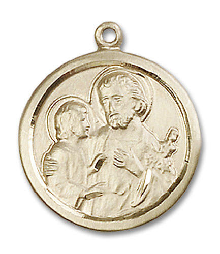 St Joseph Medal - 14kt Gold 7/8 x 3/4 Round Pendant 4140