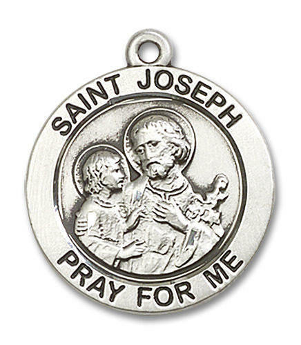 St Joseph Medal - Sterling Silver 7/8 x 7/8 Round Pendant 4079SS