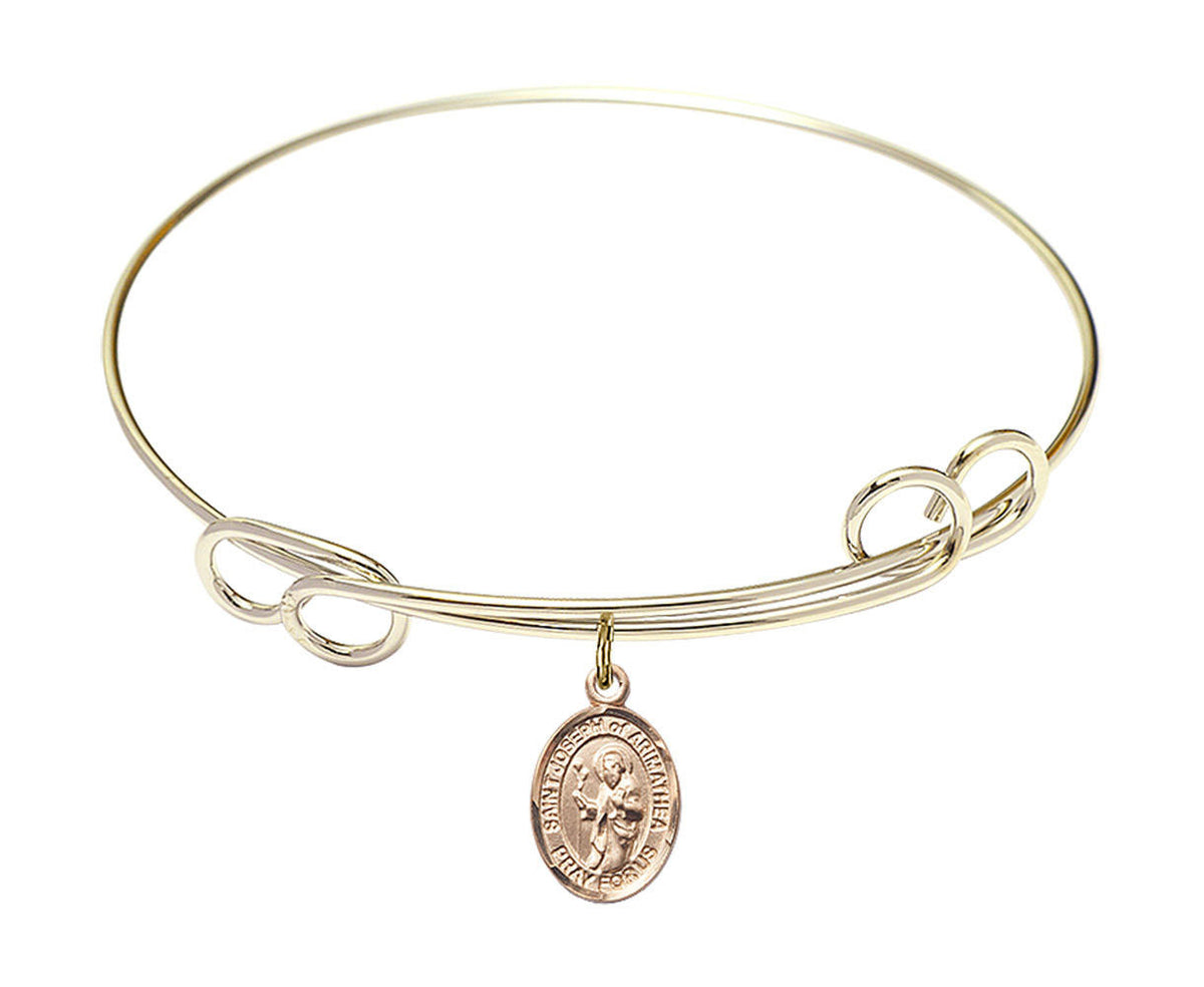 St Joseph of Arimathea Double Loop Bangle Bracelet - Gold-Filled Charm 9300GF