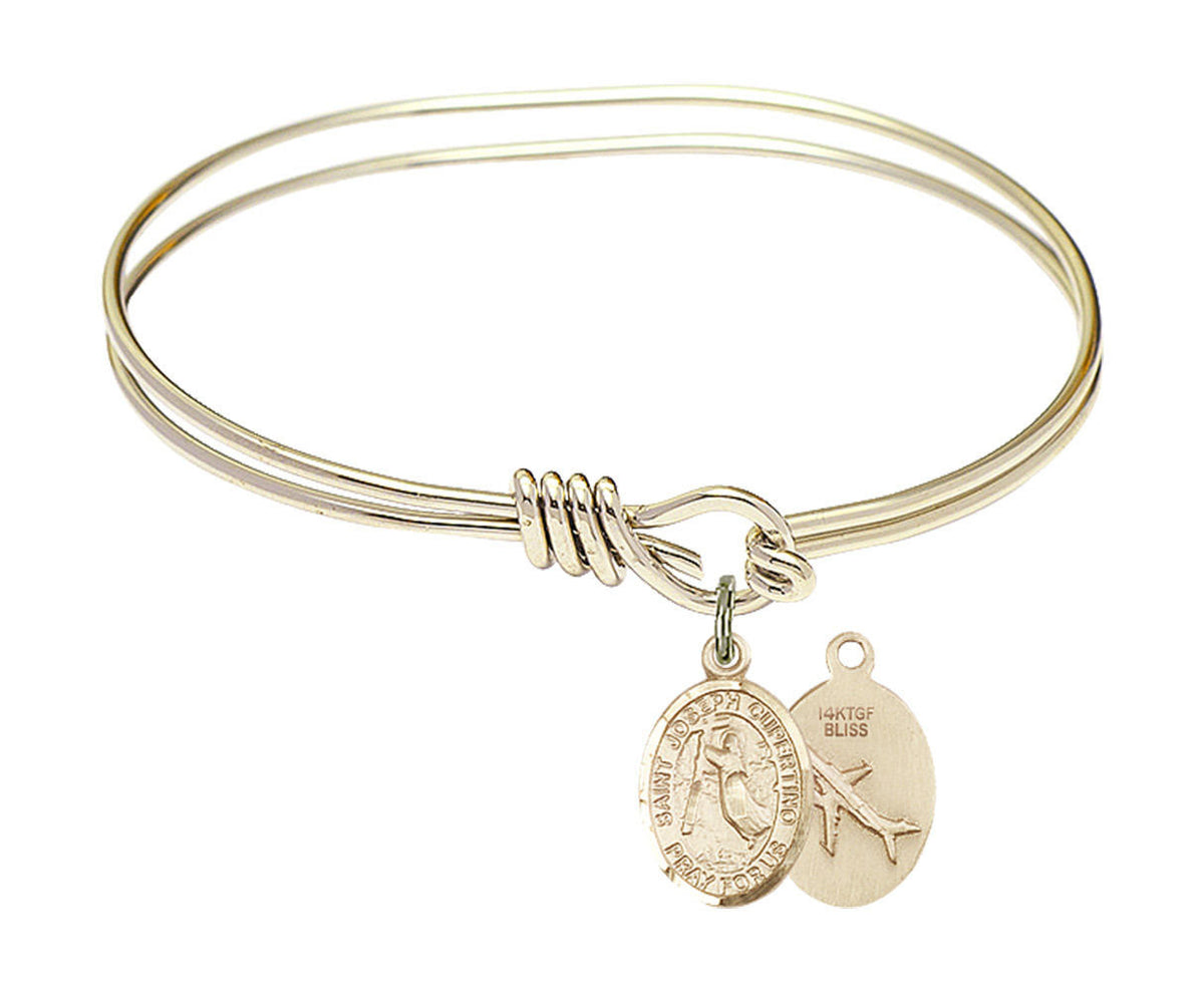 St Joseph of Cupertino Eye Hook Bangle Bracelet - Gold-Filled Charm 9057GF