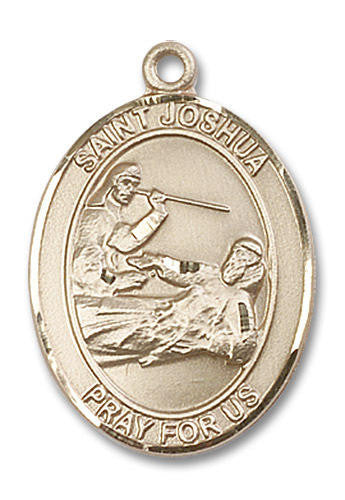 St Joshua Medal - 14kt Gold Oval Pendant 3 Sizes