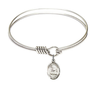 St. Joshua Round Eye Hook Bangle Bracelet - Sterling Silver Charm - 6.25 Inch (9059SS)