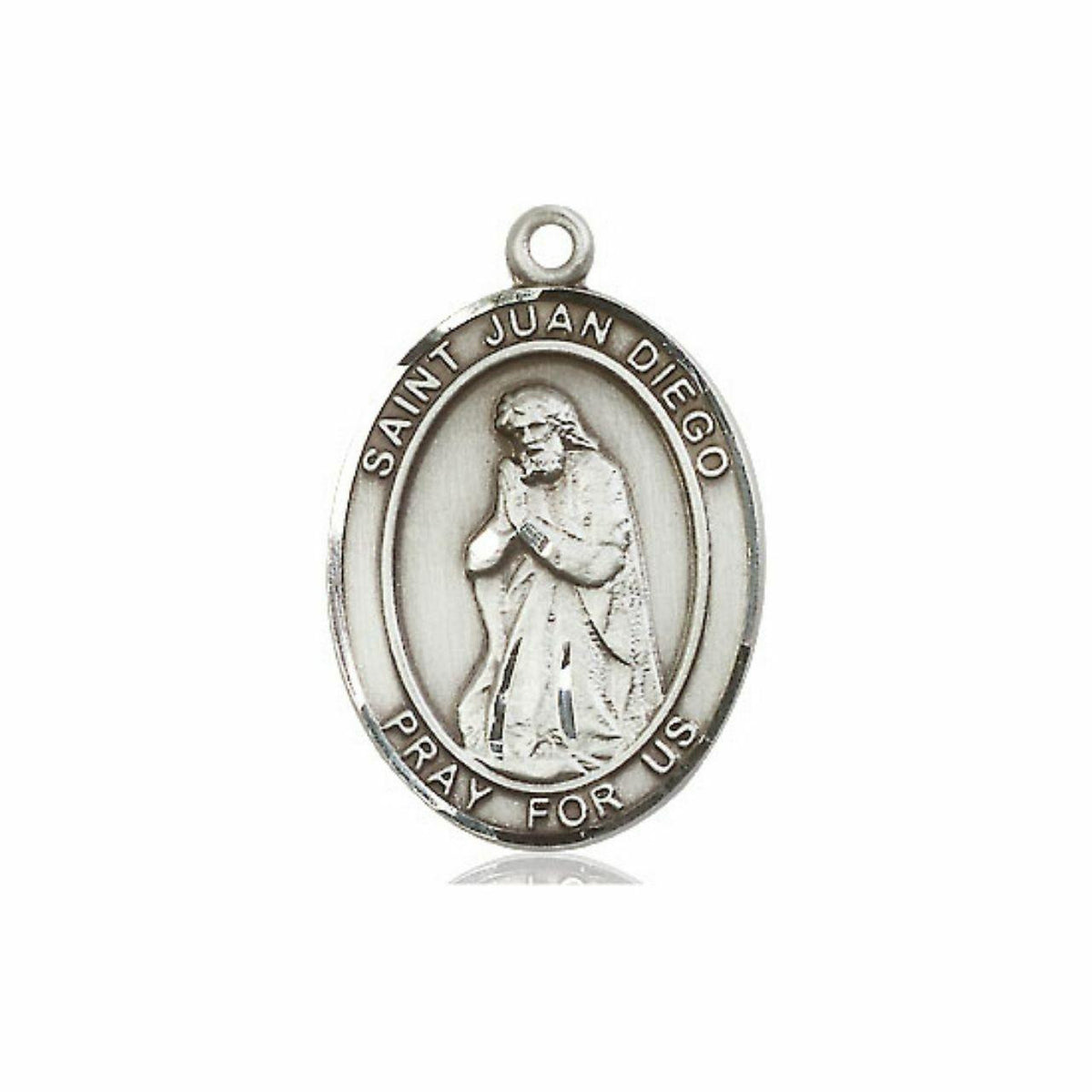 St Juan Diego Medal - Sterling Silver Oval Pendant 3 Sizes
