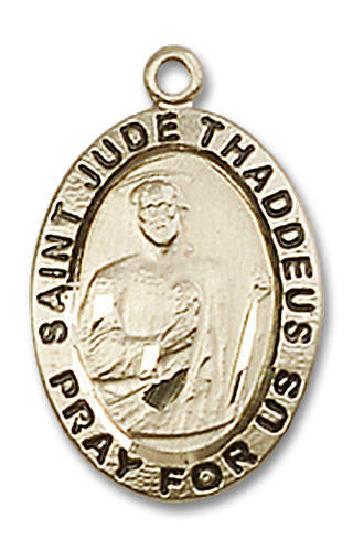 St Jude Medal - 14kt Gold 3/4 x 1/2 Oval Pendant 3983