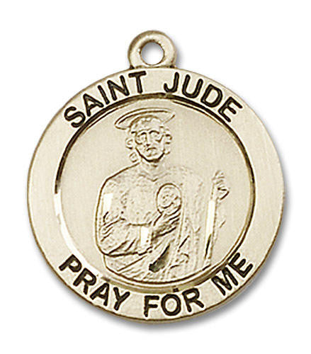 St Jude Medal - 14kt Gold 3/4 x 3/4 Round Pendant 4054