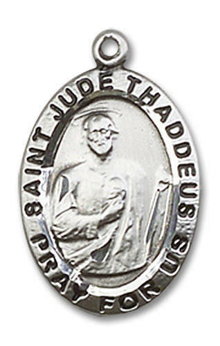St Jude Medal - Sterling Silver 3/4 x 1/2 Oval Pendant 3983SS