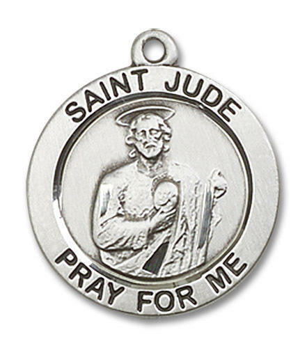 St Jude Medal - Sterling Silver 3/4 x 3/4 Round Pendant 4054SS
