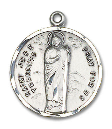 St Jude Medal - Sterling Silver 7/8 x 3/4 Round Pendant 0701JSS