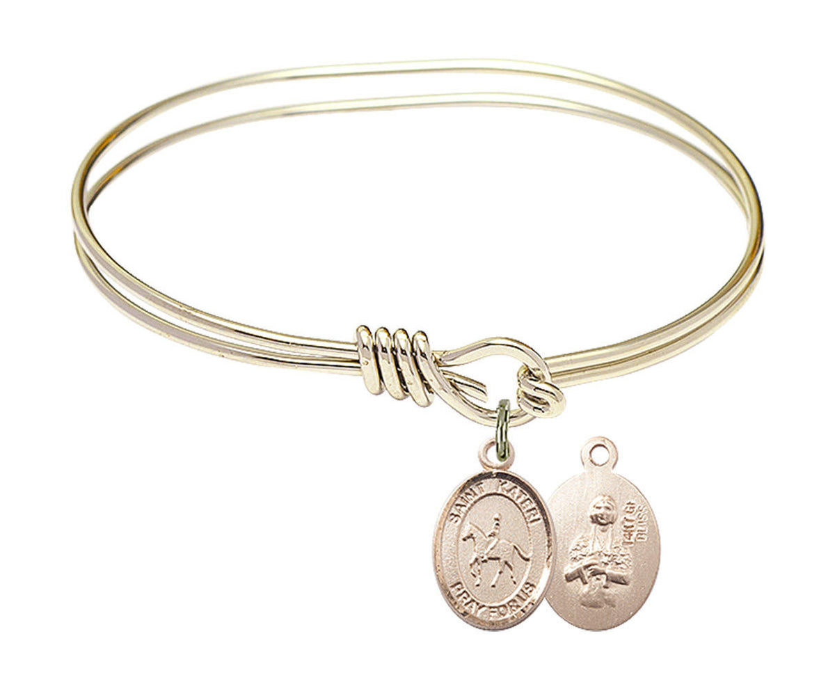 St Kateri - Equestrian Eye Hook Bangle Bracelet - Gold-Filled Charm 9182GF
