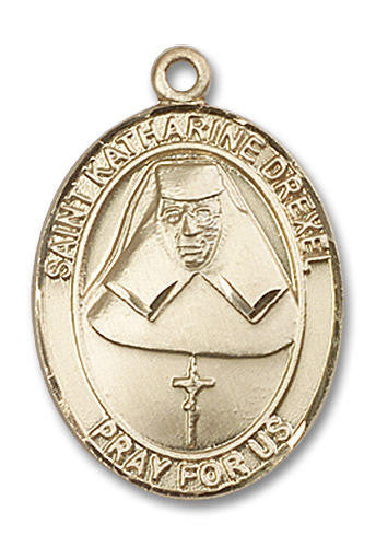 St Katharine Drexel Medal - 14kt Gold Oval Pendant 3 Sizes