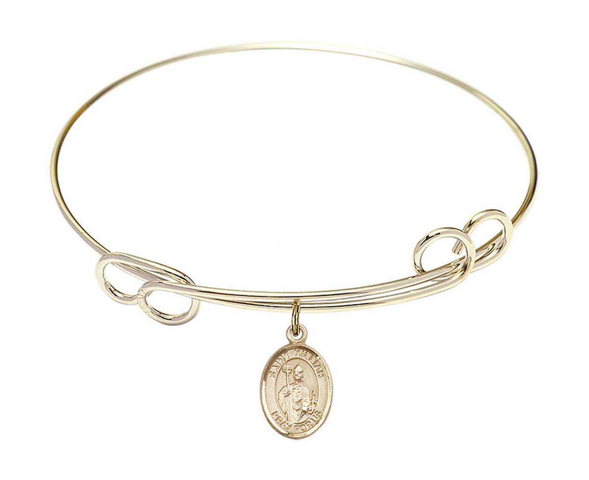 St Kilian Double Loop Bangle Bracelet - Gold-Filled Charm 9067GF