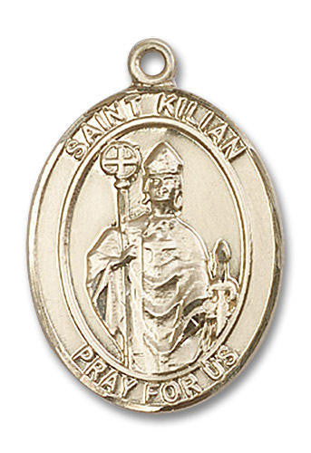 St Kilian Medal - 14kt Gold Oval Pendant 3 Sizes