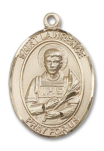 St Lawrence Medal - 14kt Gold Oval Pendant 3 Sizes