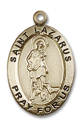 St Lazarus Medal - 14kt Gold 3/4 x 1/2 Oval Pendant 3990