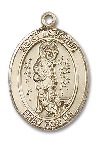 St Lazarus Medal - 14kt Gold Oval Pendant 3 Sizes
