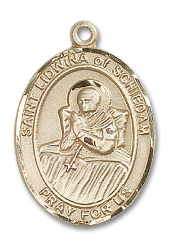 St Lidwina of Schiedam Medal - 14kt Gold Oval Pendant 3 Sizes