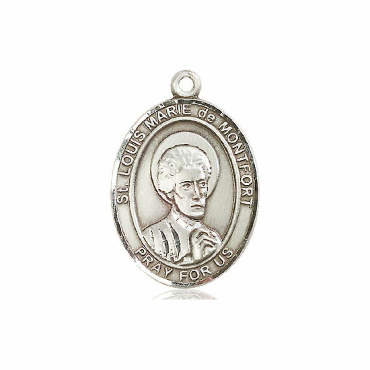 St Louis Marie De Montfort Medal - Sterling Silver Oval Pendant 3 Sizes
