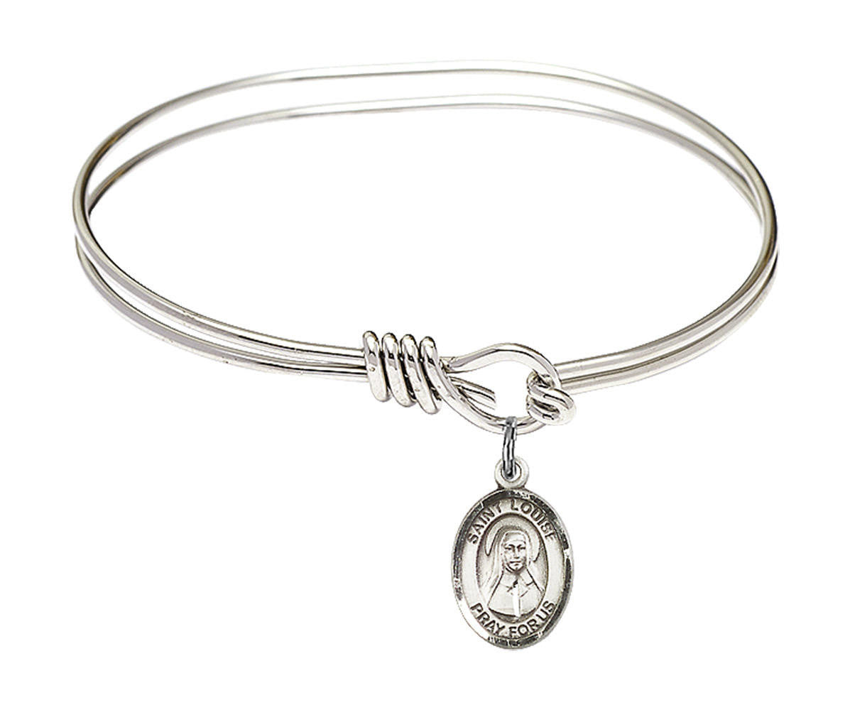 St Louise De Marillac Eye Hook Bangle Bracelet - Sterling Silver Charm 9064SS